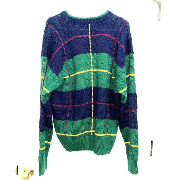 Checkpoint Vintage 90's Cable Knit Crew-neck Sweater Men's Size Large #N1636 - Picture 1 of 6